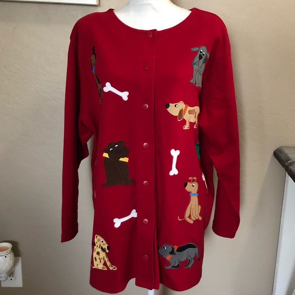 Bechamel Red Dogs Embroidered Sweater Size 1X